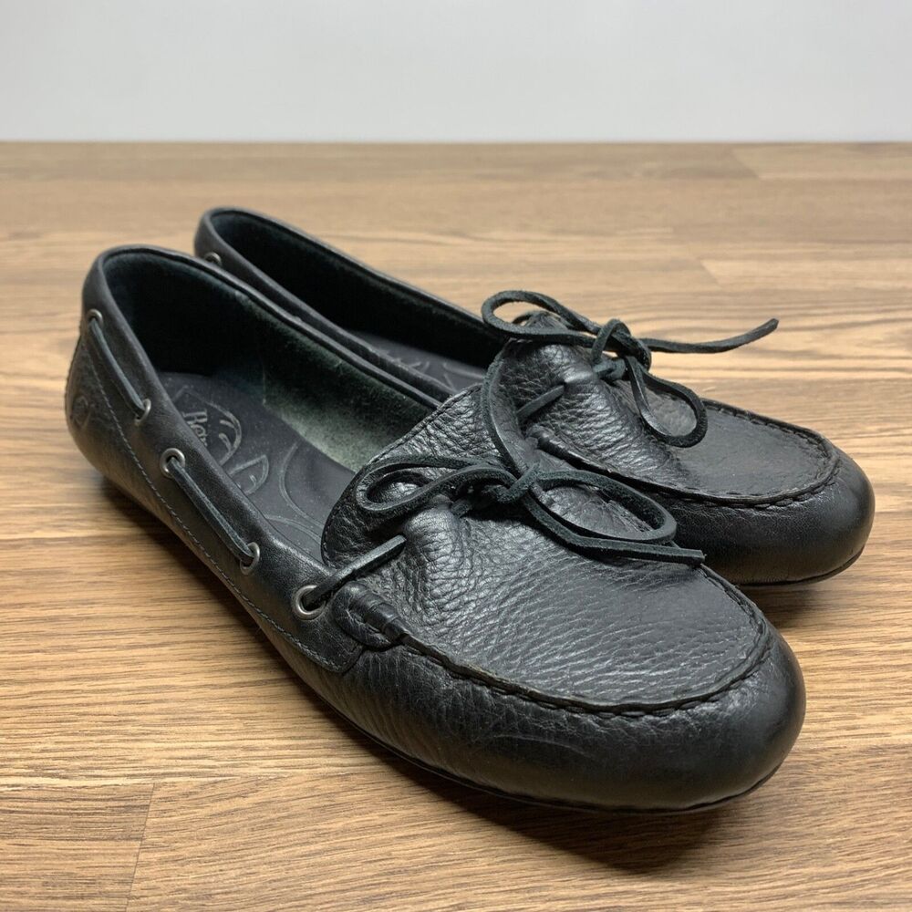 Born Tamala Black Full Grain Boat Driving Slip On Shoes B68903 - Size 9.5 EU 41